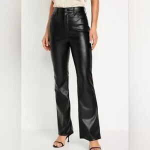 Old Navy Faux Leather Higher High Rise Flare Pants Black NWT
